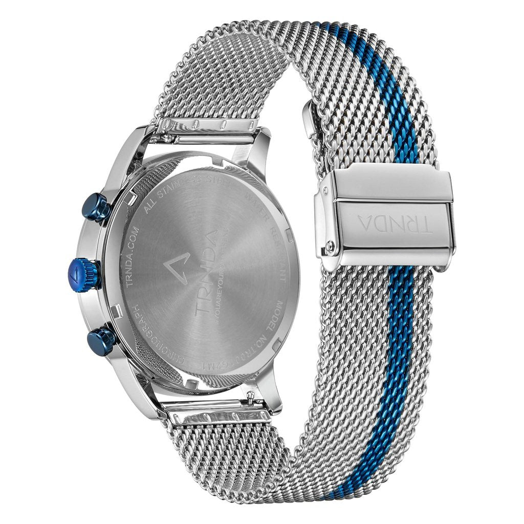 TRNDA Men's Stainless Steel Watch, Silver Mesh Band | TRNDA43MM-3