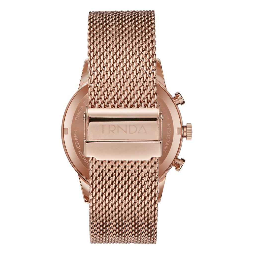 TRNDA Men's Rose Gold Stainless Steel Watch, Dark Blue Dial | TRN-43RB-4