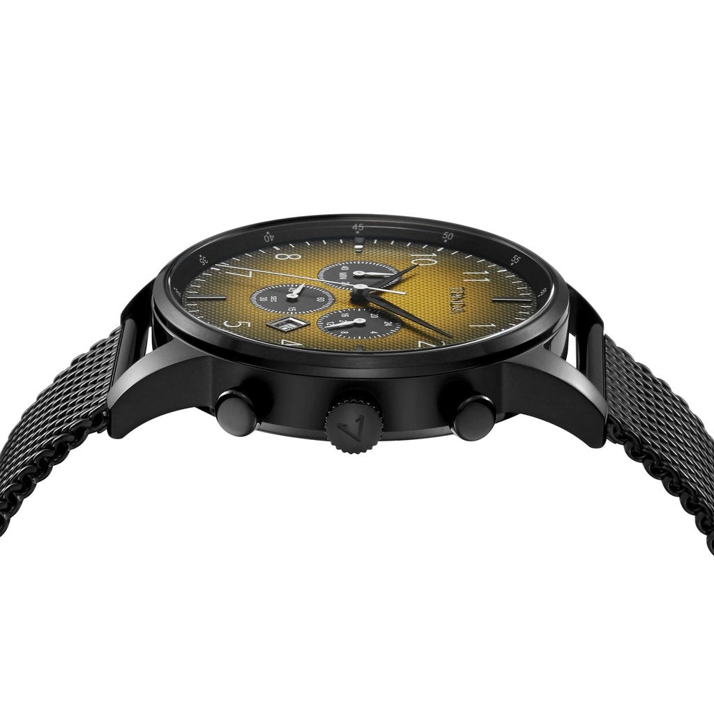 TRNDA Men's Black Stainless Steel Watch, Cedar Brown Dial | TRN-43-BK-2