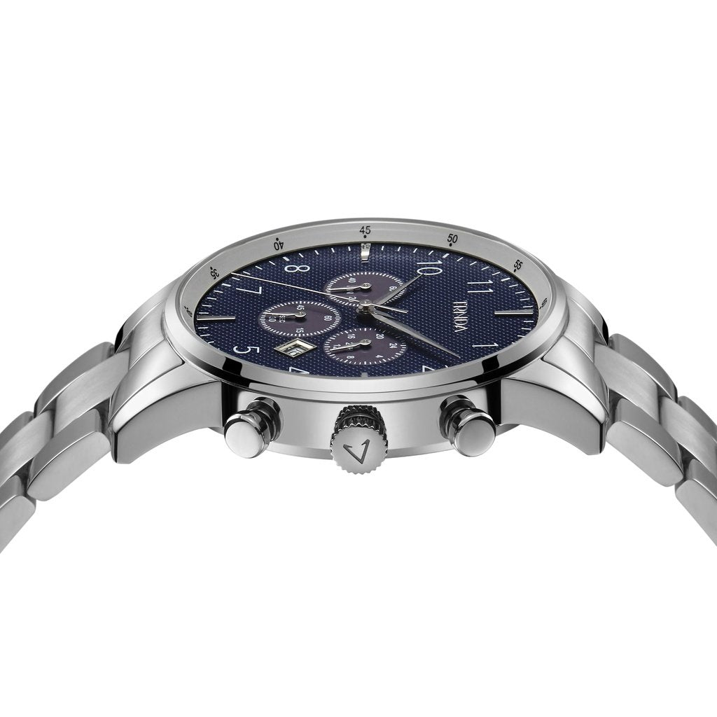 TRNDA Men's Stainless Steel Watch, Dark Blue Dial | TSW43SDB-2