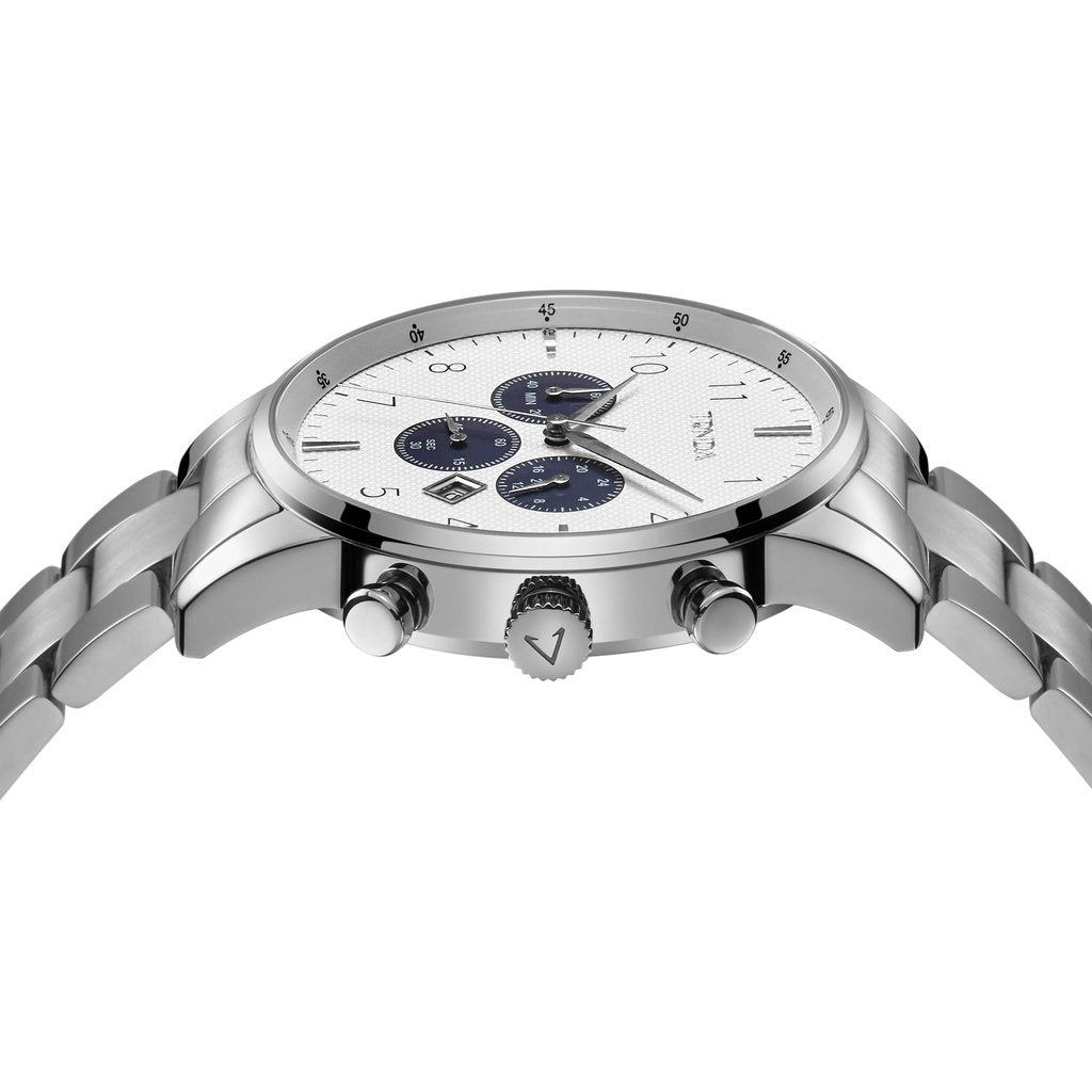 TRNDA Men's Stainless Steel Watch, Silver Dial | TRN-SW43MM-2