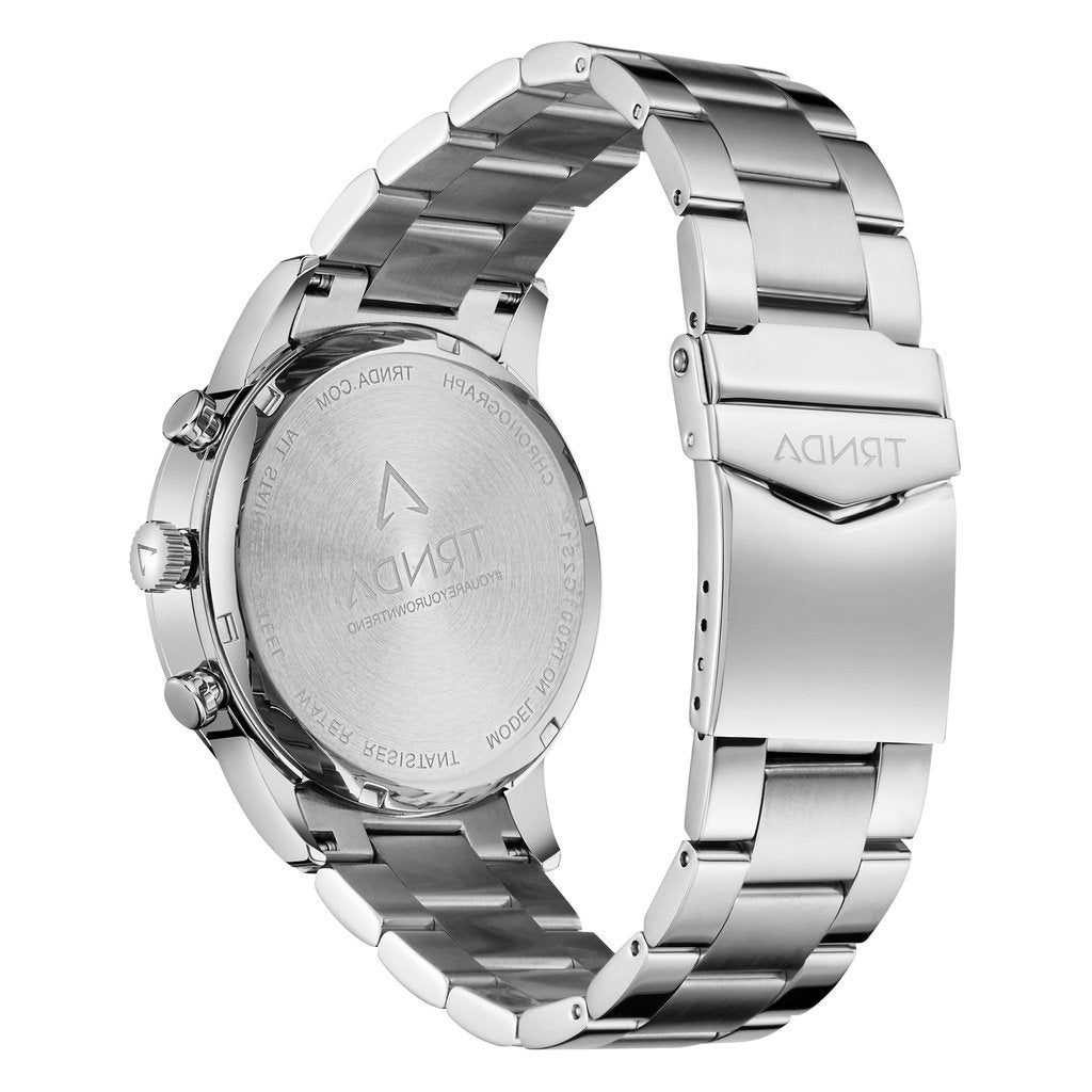 TRNDA Men's Stainless Steel Watch, Silver Dial | TRN-SW43MM-3