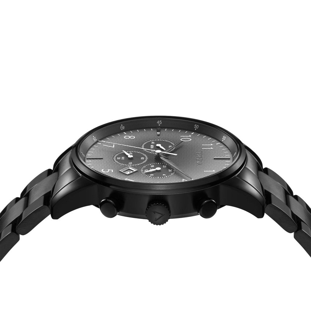 TRNDA Men's Black Stainless Steel Watch, Gray Dial | TRN-43B-2