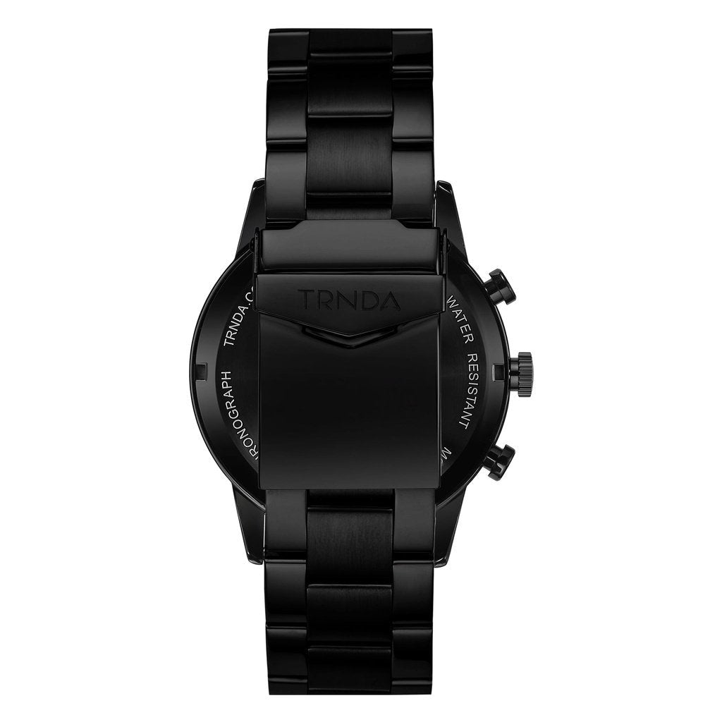 TRNDA Men's Black Stainless Steel Watch, Gray Dial | TRN-43B-4