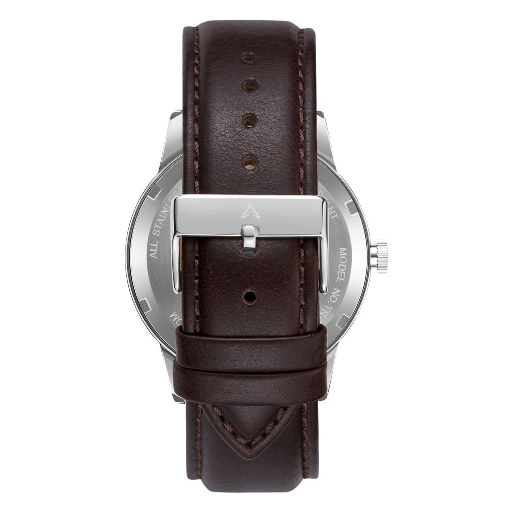 TRNDA Men's Stainless Steel Watch, Brown Leather | TRN-SS43SL-4