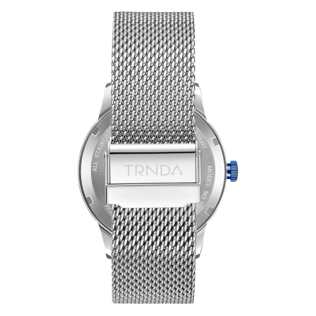 TRNDA Men's Stainless Steel Watch, Silver Mesh Band | TRN-43S-3