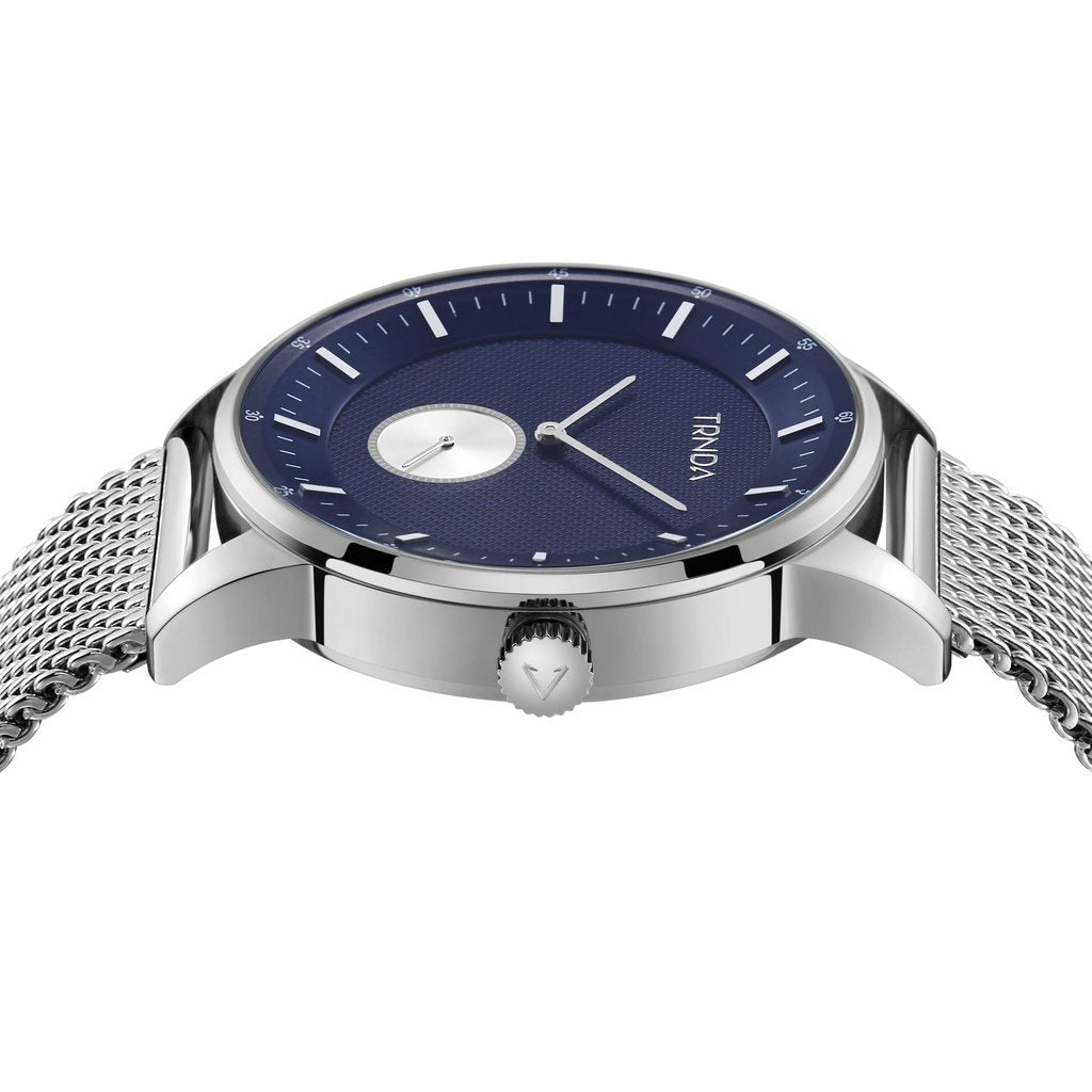 TRNDA Men's Stainless Steel Watch, Blue Dial | TRN-SS43-BL-2