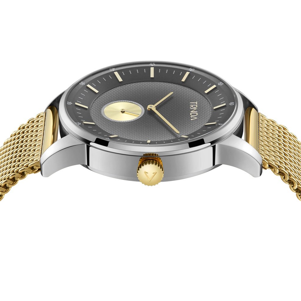 TRNDA Men's Stainless Steel Watch, Gradient Gray Dial | TR43SGLD-2
