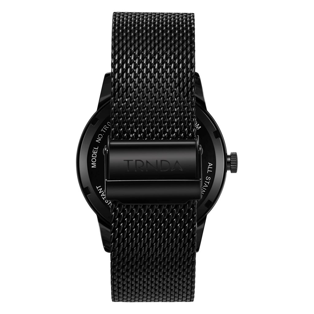 TRNDA Men's Black Stainless Steel Watch, Mesh Band | TRN-SS43MB-4
