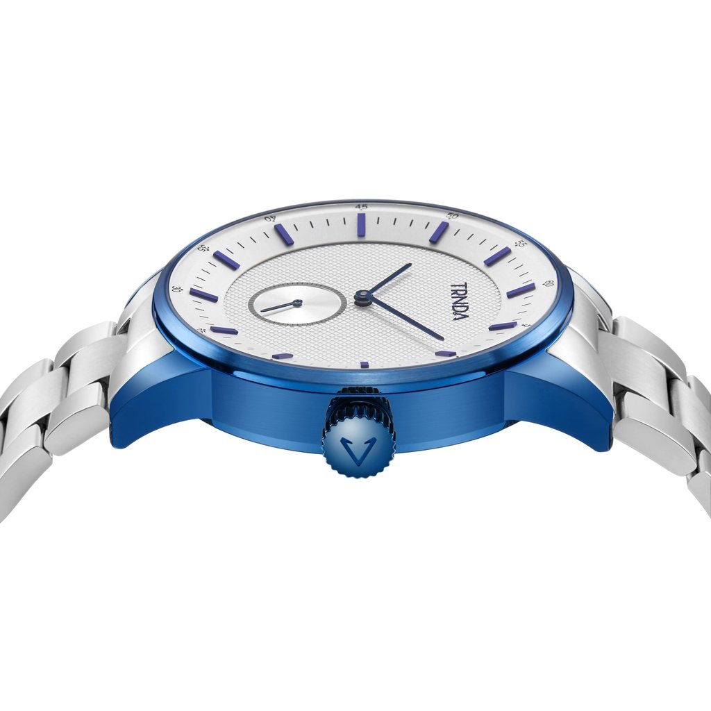 TRNDA Men's Stainless Steel Blue Watch, Silver Dial | TRN-W43B-2