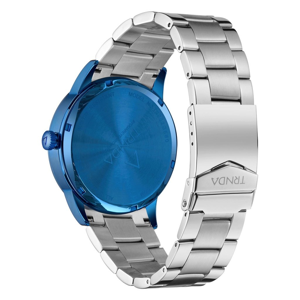 TRNDA Men's Stainless Steel Blue Watch, Silver Dial | TRN-W43B-3