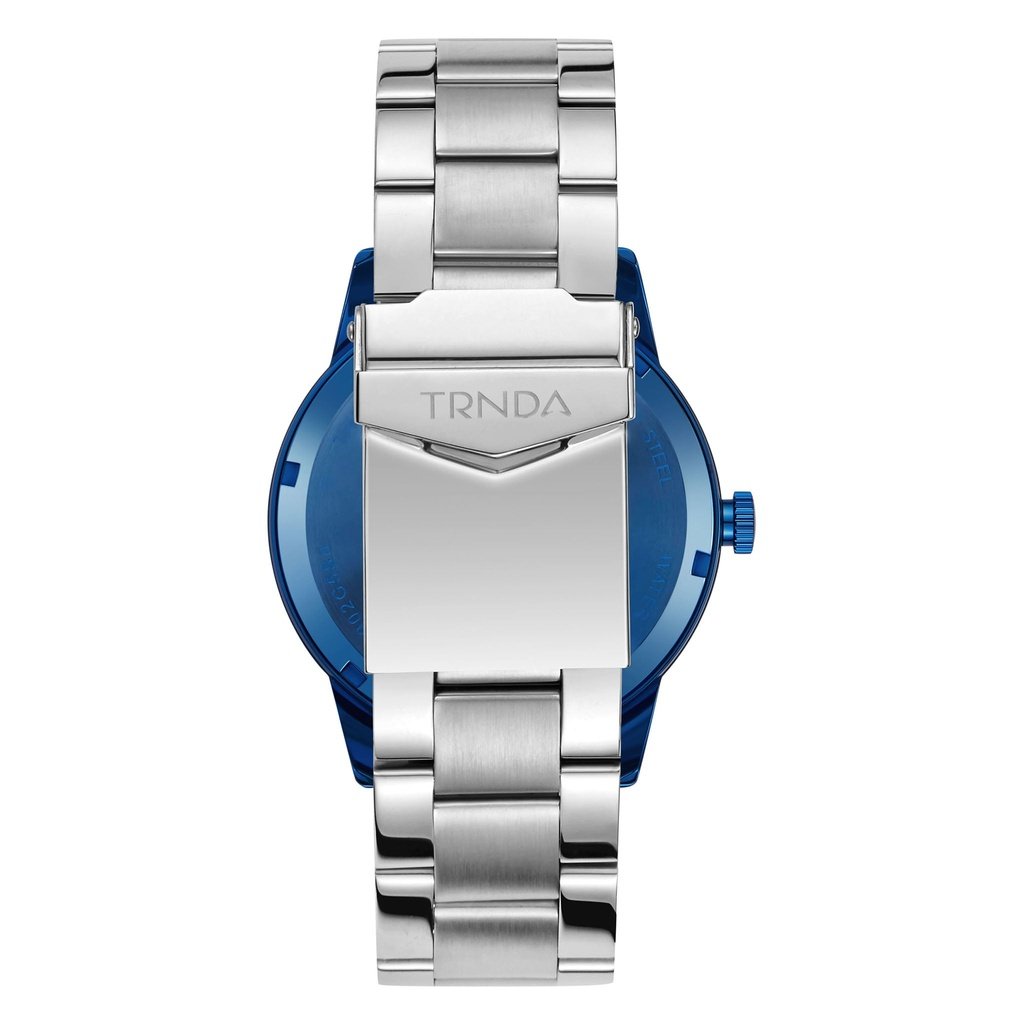 TRNDA Men's Stainless Steel Blue Watch, Silver Dial | TRN-W43B-4