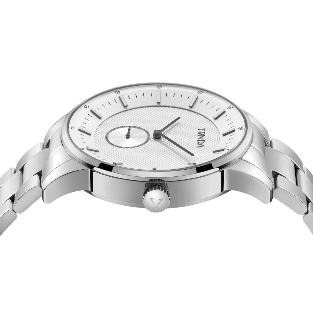TRNDA Men's Stainless Steel Watch, Silver Dial | TRNDA-43S-2