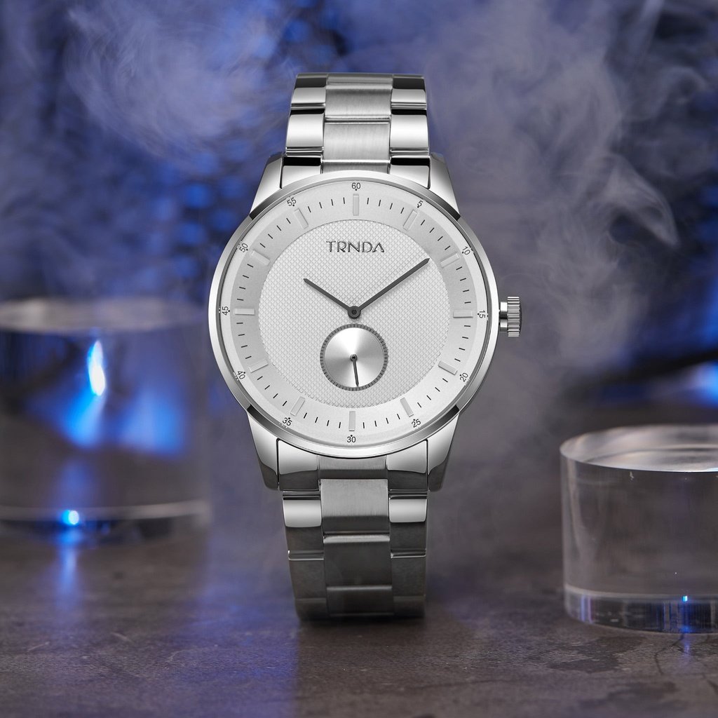 TRNDA Men's Stainless Steel Watch, Silver Mesh Band | TRN-43S-4
