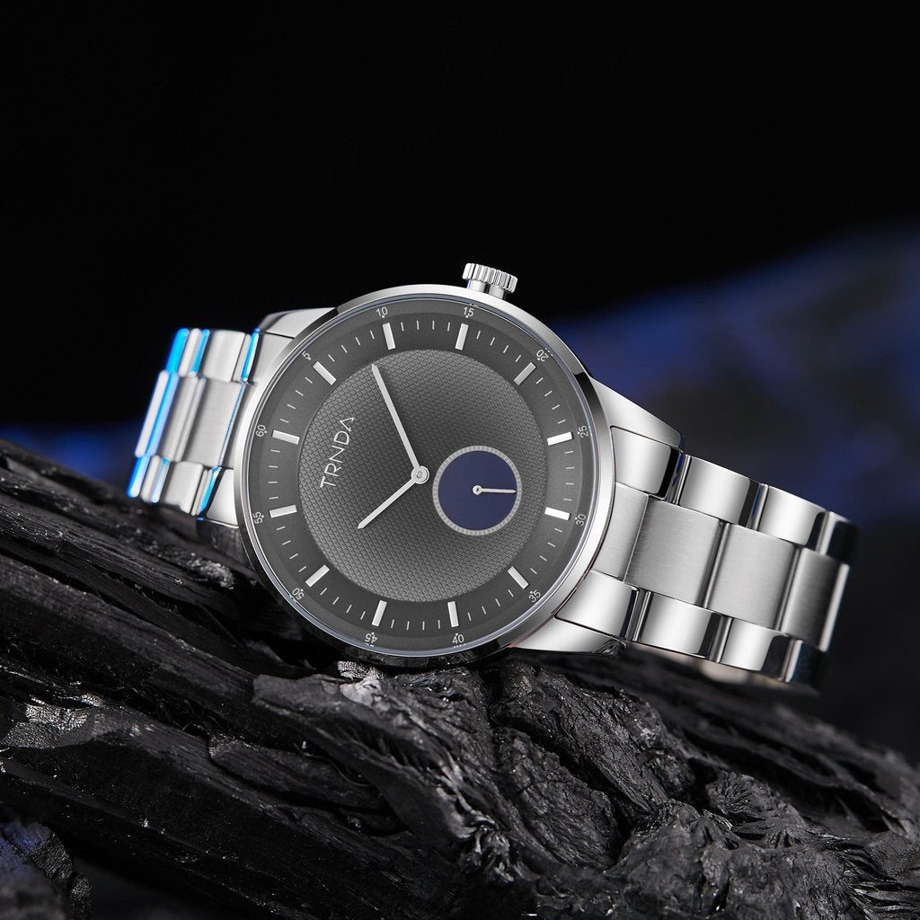 TRNDA Men's Stainless Steel Watch, Silver Gradient Dial | TRNDA43SS-4