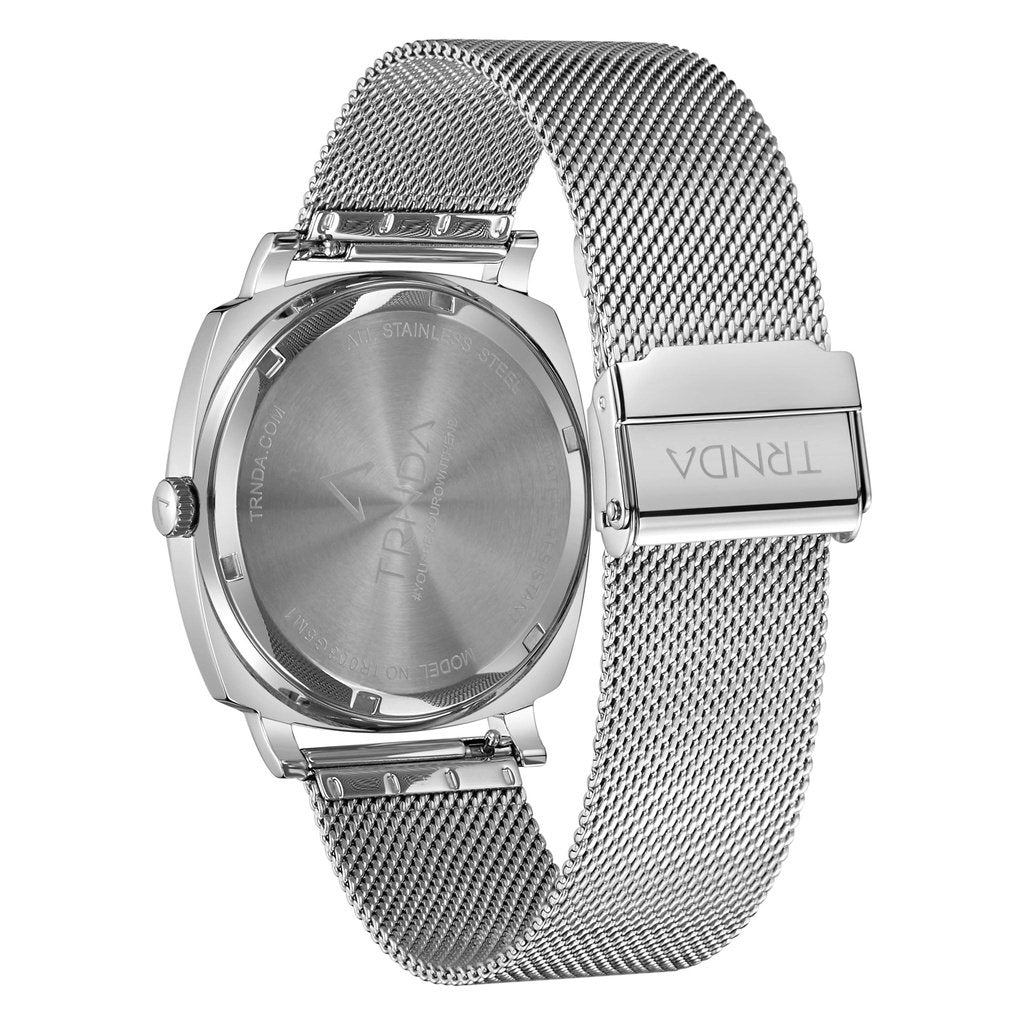 TRNDA Men's Silver Stainless Steel Watch, Grey Dial | TRNDA-045SS-3