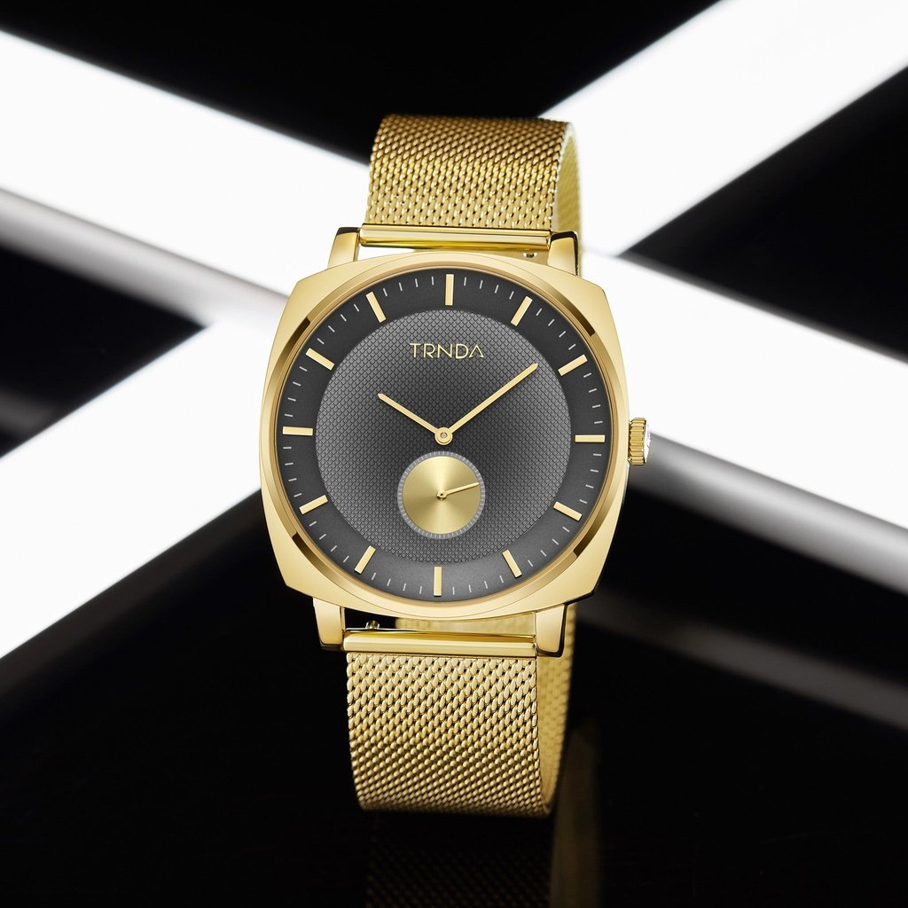 TRNDA Men's Gold Stainless Steel Watch, Grey Dial | TRN-SS45G-4