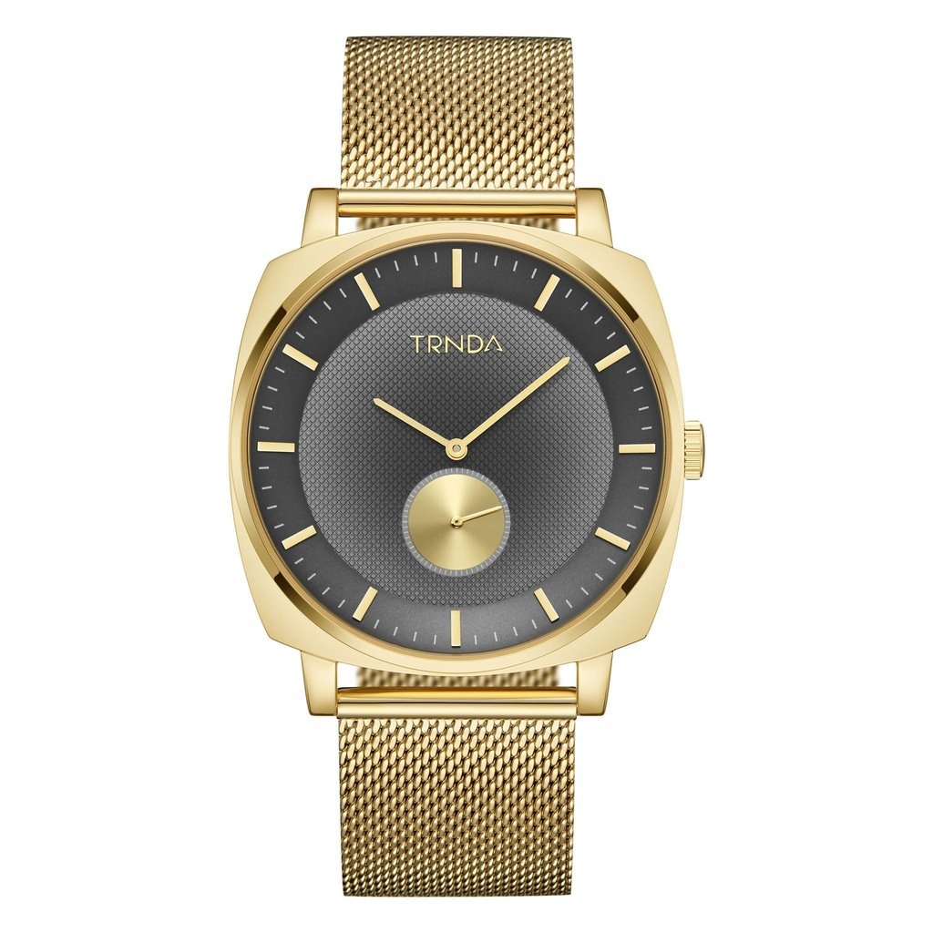 TRNDA Men's Gold Stainless Steel Watch, Grey Dial | TRN-SS45G-0
