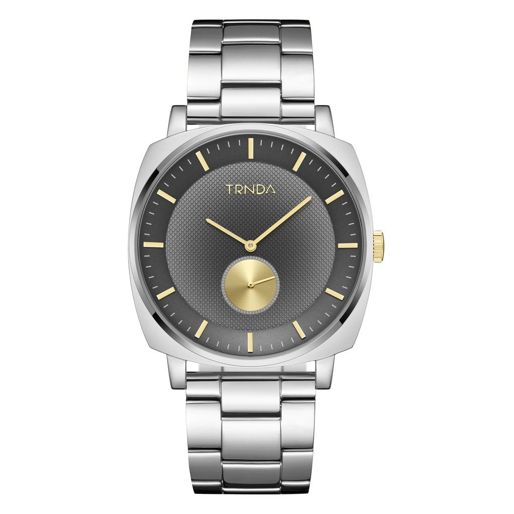 TRNDA Men's Stainless Steel Watch, Silver Gradient Dial | TR45SS-0