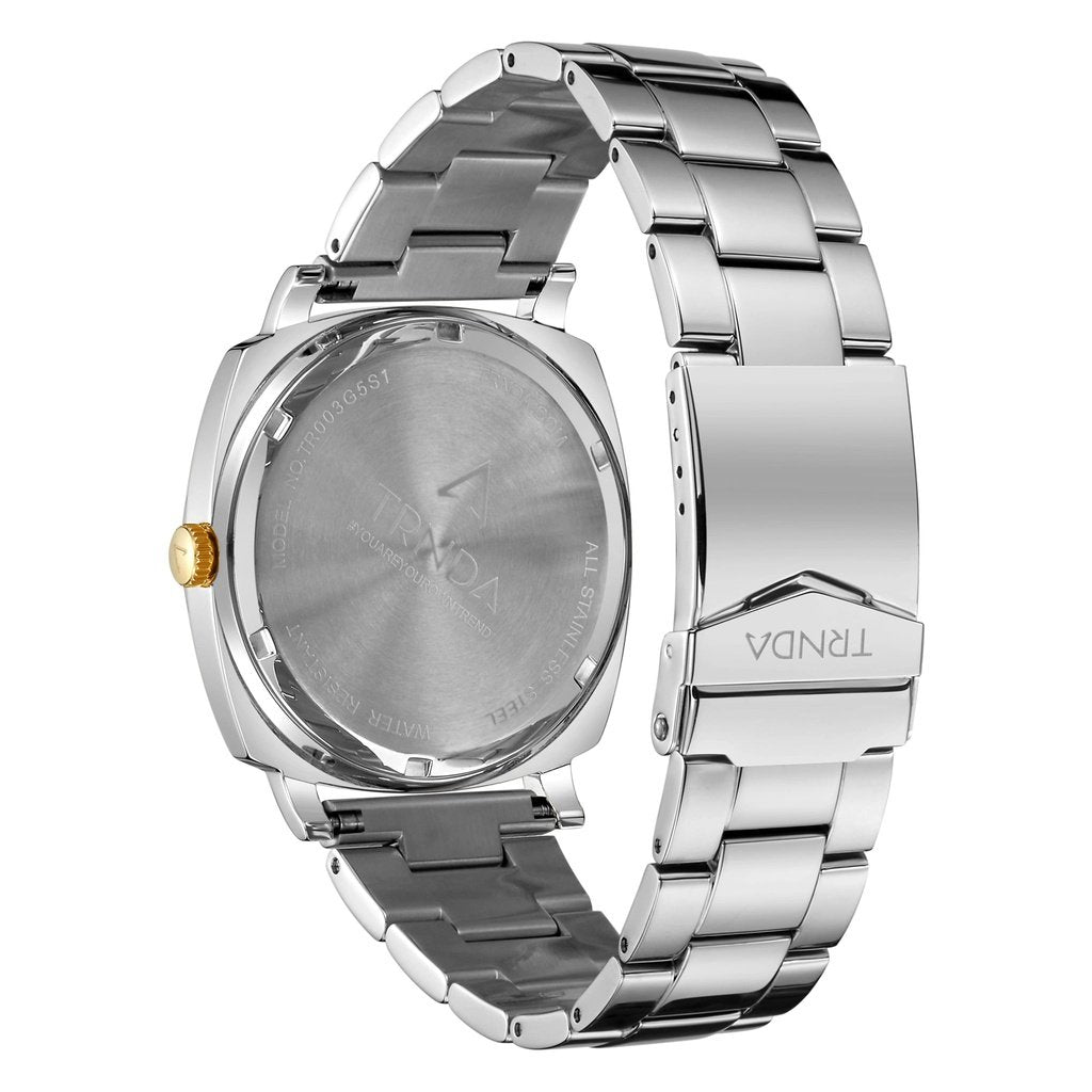 TRNDA Men's Stainless Steel Watch, Silver Gradient Dial | TR45SS-3