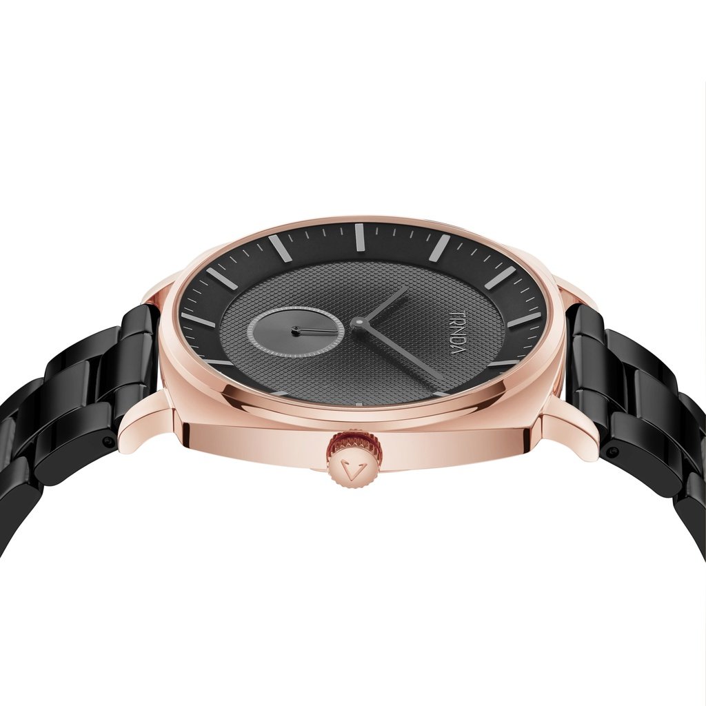 TRNDA Men's Rose Gold Stainless Steel Watch, Grey Dial | TR45RG-2