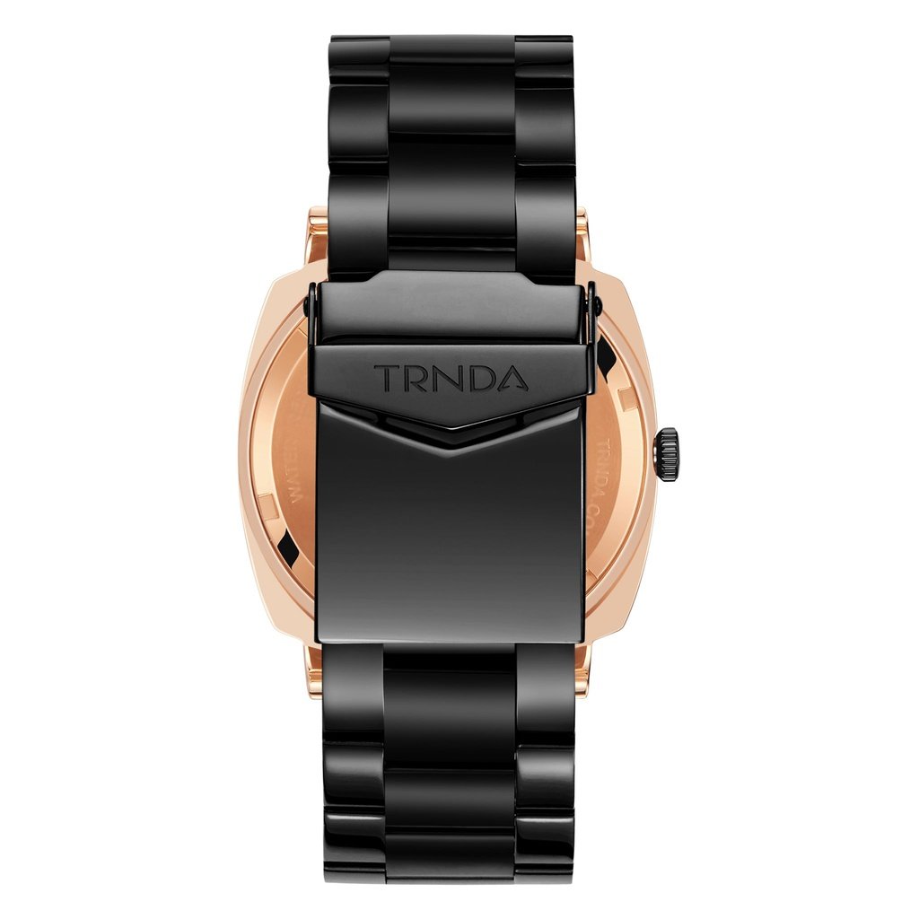 TRNDA Men's Rose Gold Stainless Steel Watch, Grey Dial | TR45RG-4