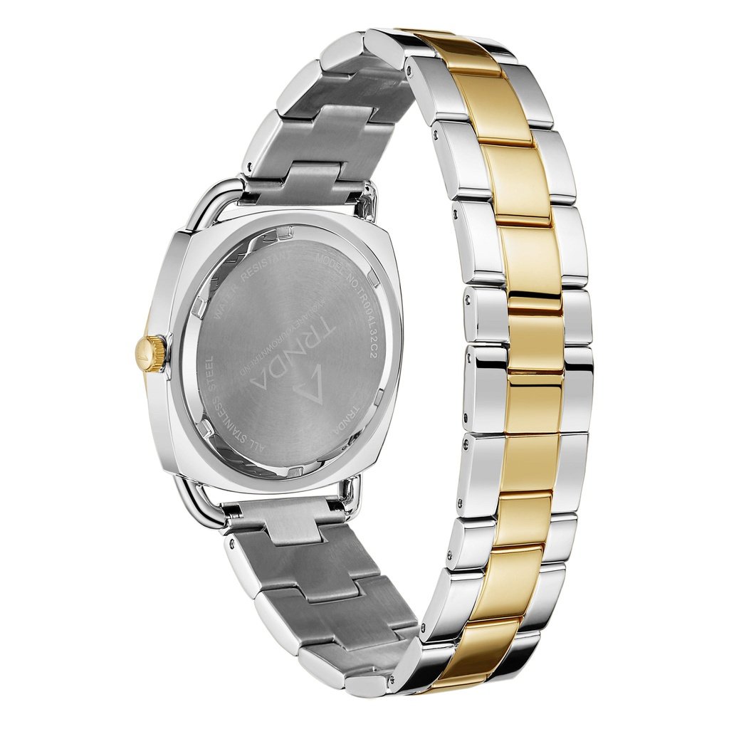 TRNDA Women's Stainless Steel Watch, Silver-Gold Band | TRN-35.8-3