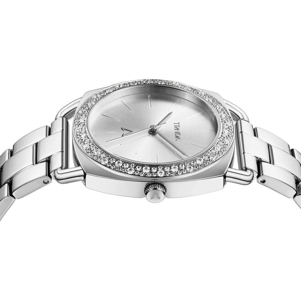 TRNDA Women's Silver Stainless Steel Watch, Unique Dial | TRN35SS-2