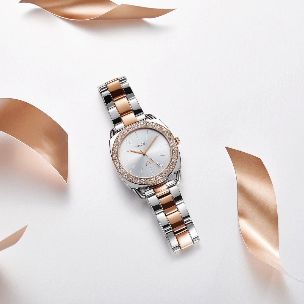 TRNDA Women's Stainless Steel Watch, Silver-Rose Gold | TRNDA-SS35-4