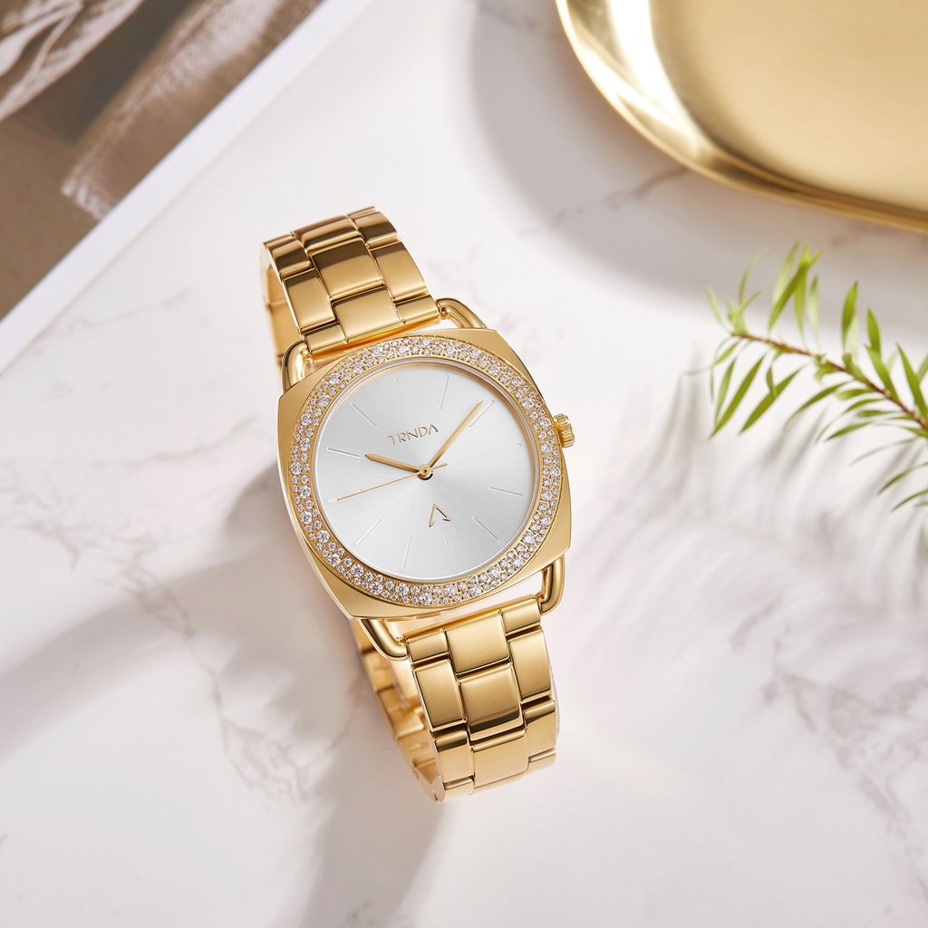 TRNDA Women's Gold Stainless Steel Watch, Silver Dial | TRNDA35.8-4