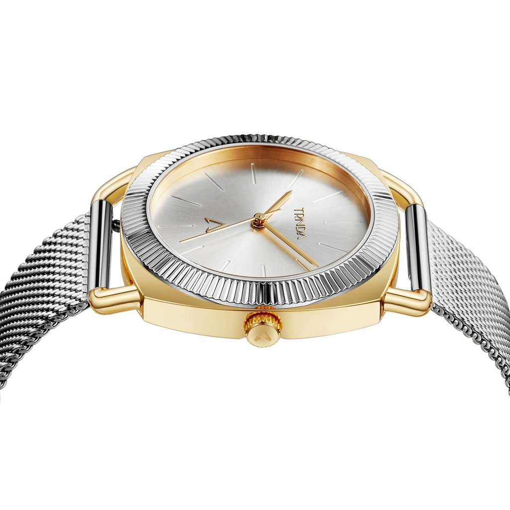 TRNDA Women's Gold Stainless Steel Watch, Silver Dial | TRN-35.8-SM-2