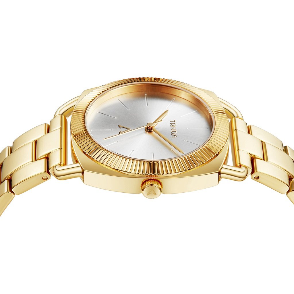 TRNDA Women's Gold Stainless Steel Watch, Silver Dial | TRN-1234-2