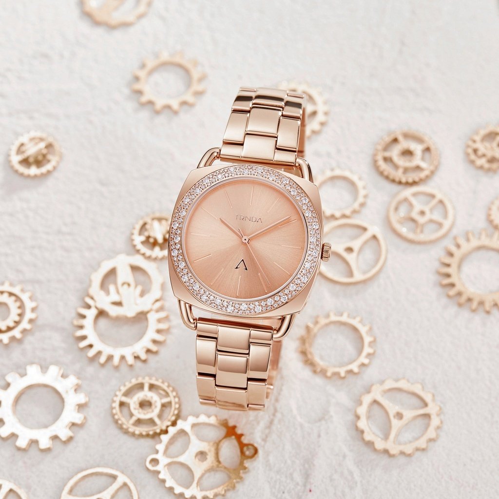 TRNDA Women's Rose Gold Stainless Steel Watch, Round Dial | TRN-001-4