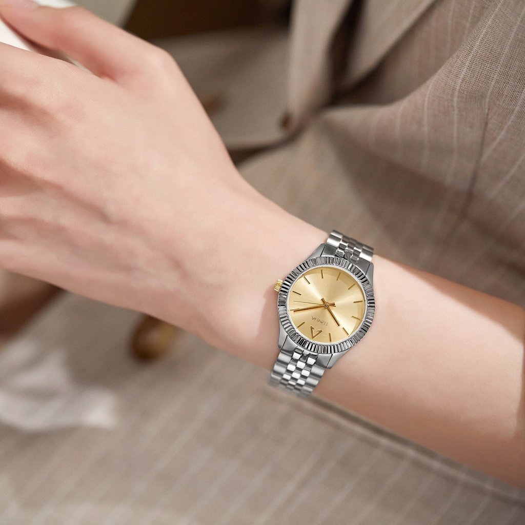 TRNDA Women's Stainless Steel Watch, Gold Dial | TR32MM-1