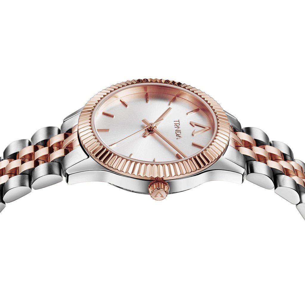 TRNDA Women's Stainless Steel Watch, Silver & Rose Gold | TRNDA32MM-2