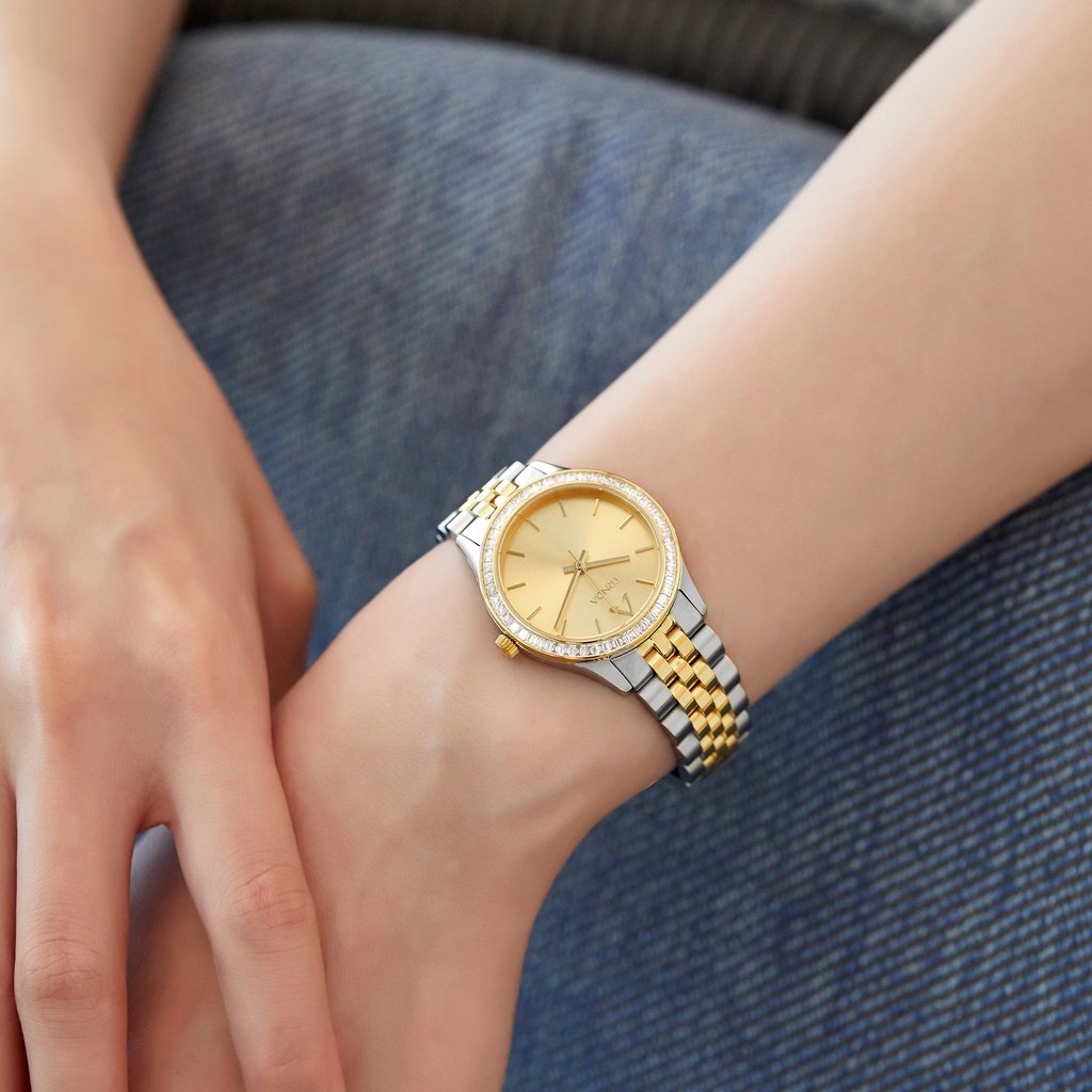 TRNDA Women's Stainless Steel Watch, Gold Dial | TRNDA-032SS-1