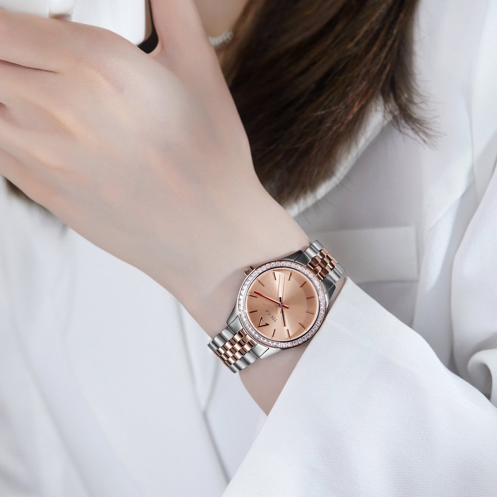 TRNDA Women's Stainless Steel Watch, Rose Gold Dial | TR32MM-1