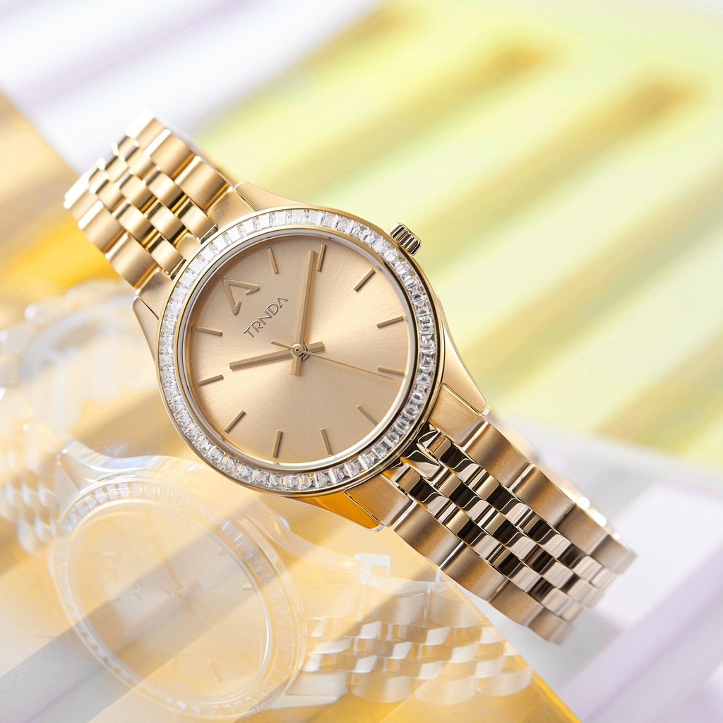 TRNDA Women's Gold Stainless Steel Watch, Gold Dial | TRN-W32G-4