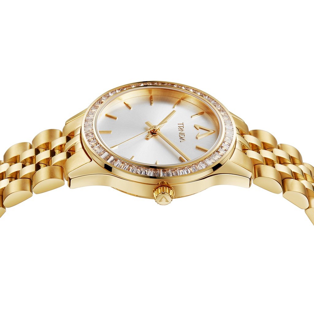 TRNDA Women's Gold Stainless Steel Watch, Silver Dial | TRN32G-2