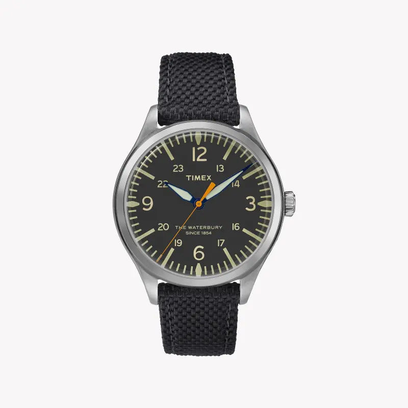 Timex Unisex Black Fabric Watch, Silver Stainless Steel Case | TW2R38800-0