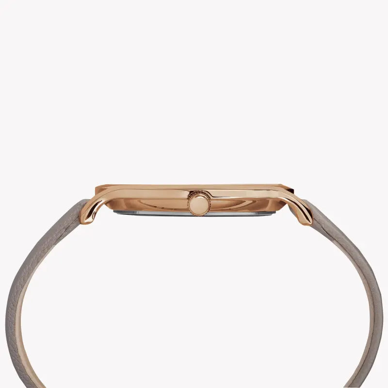 Timex Women's Gray Leather Watch, Rose Gold Dial | TW2R49500-1