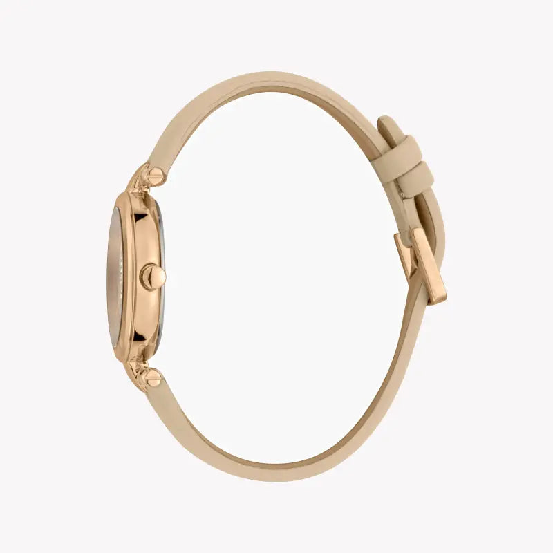 Timex Women's Gray Leather Watch, Rose Gold Dial | TW2R49500-2