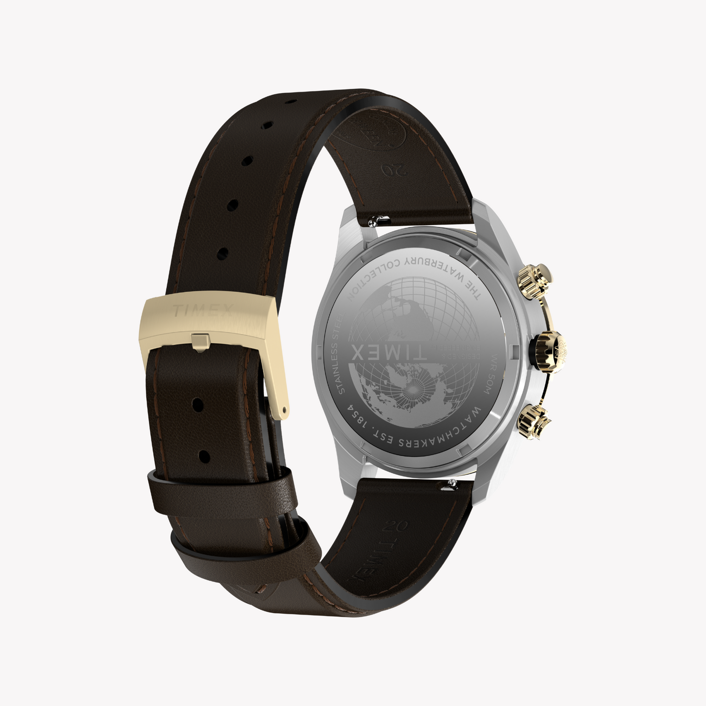 TIMEX Men's Silver/Brown Leather Watch | TW2Y24100-2