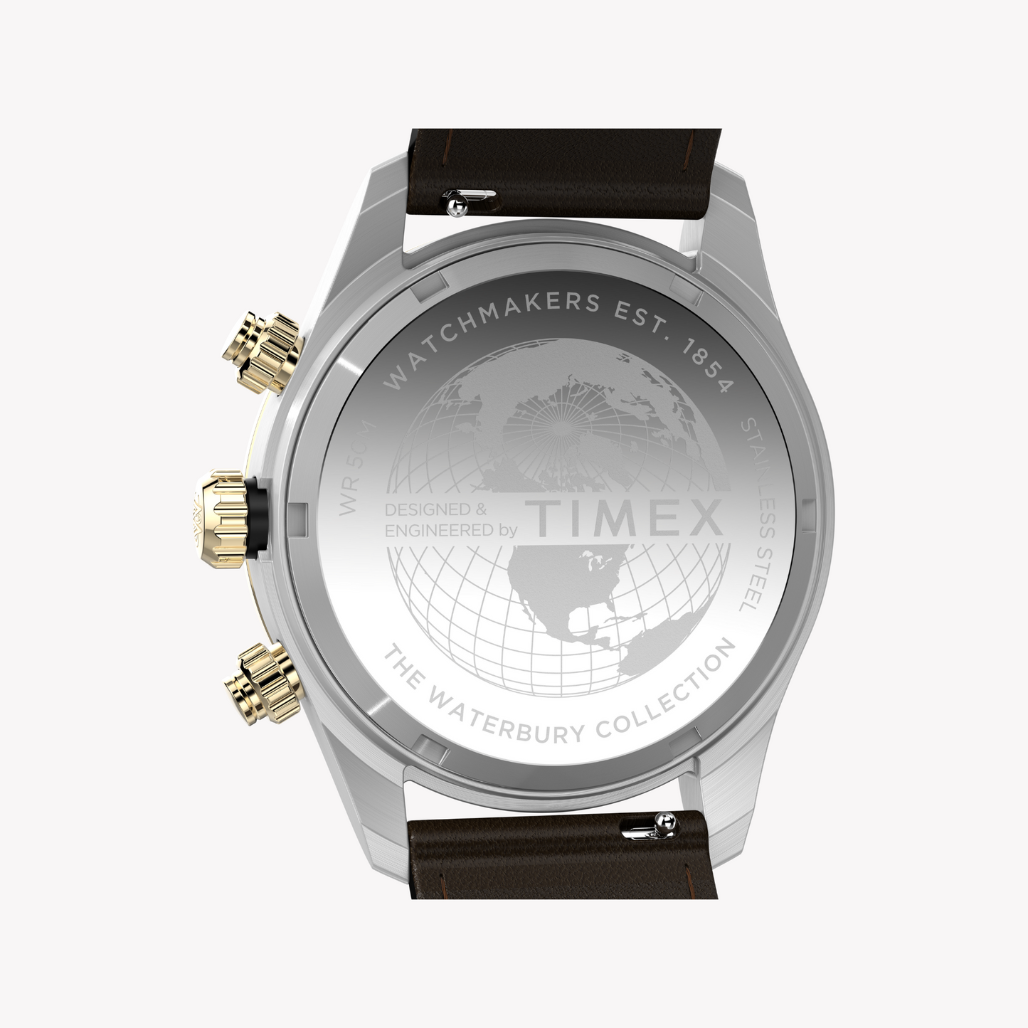 TIMEX Men's Silver/Brown Leather Watch | TW2Y24100-4