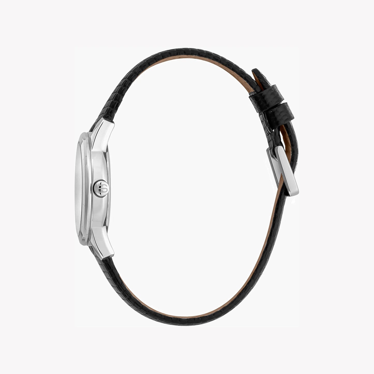 Esprit Women's Black Leather Watch, Silver Dial | ES1L192M0015-1