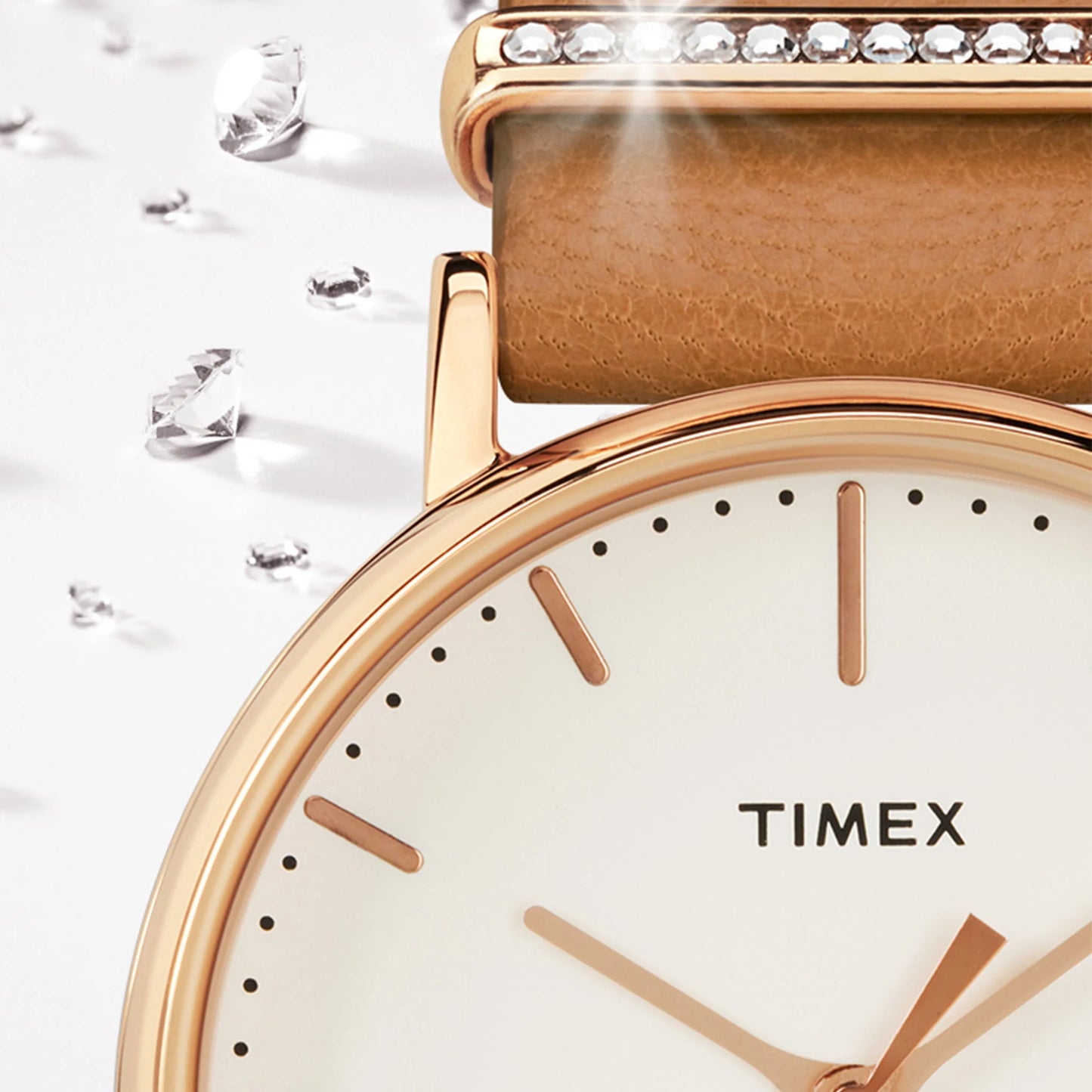 Timex Women's Tan Leather Watch, Off White Dial | TW2R70200-4