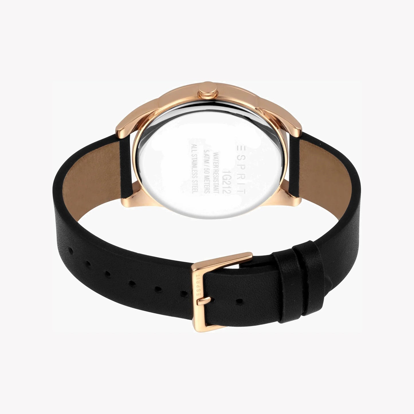 Esprit Men's Black Leather Watch, Black Dial | ES1G052M0025-2