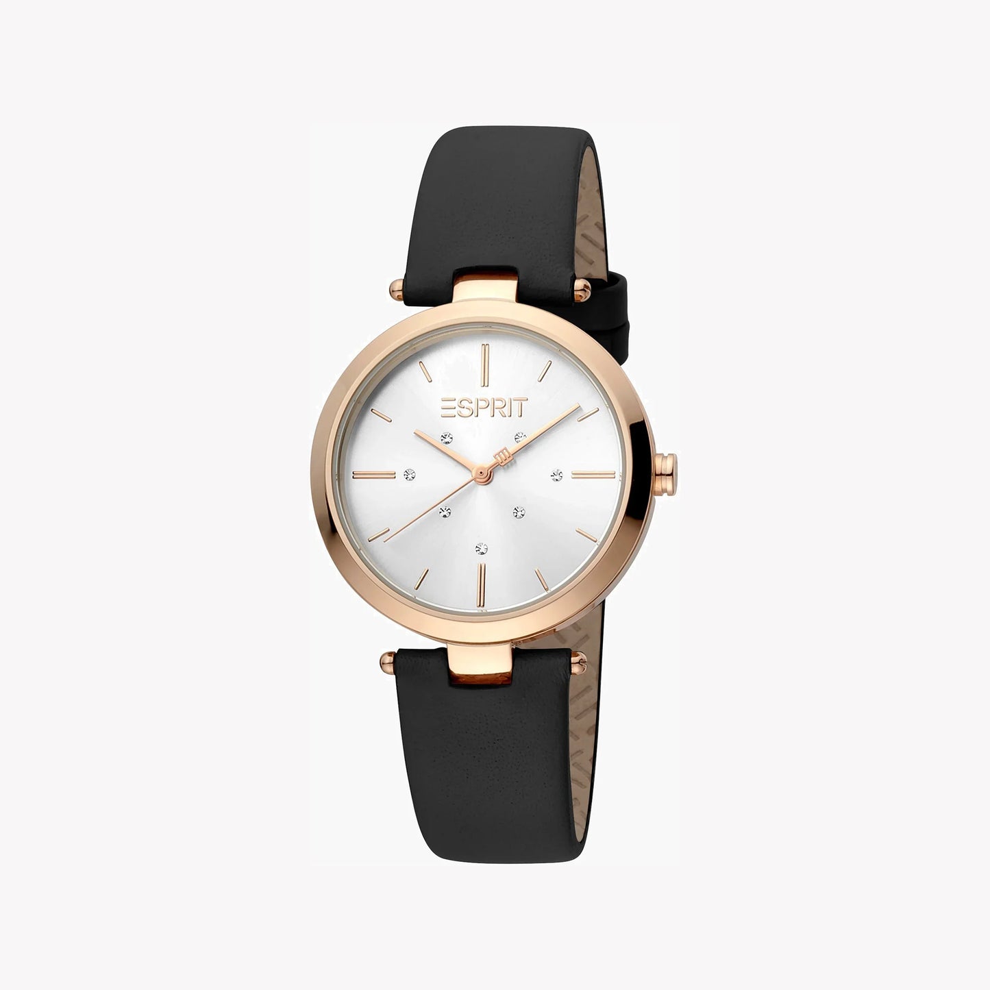Esprit Women's Black Leather Watch, Silver Dial | ES1L198M0025-0