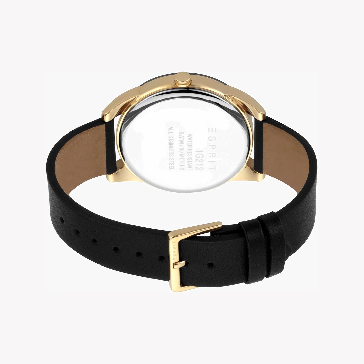 Esprit Men's Stainless Steel Watch, Black Leather Band | ES1G097M0035-2