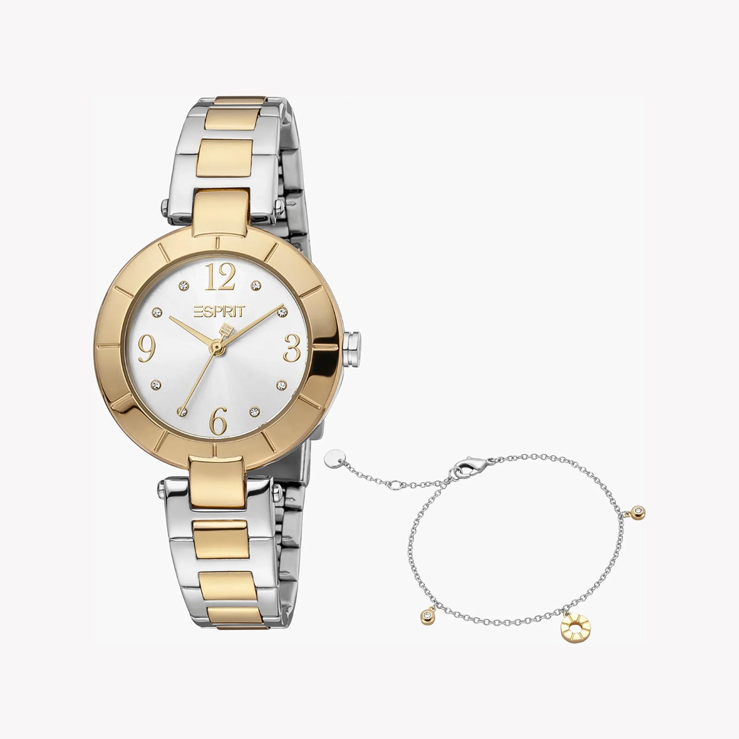 Esprit Women's Silver & Gold Stainless Steel Watch, Silver Dial | ES1L302M0035-0